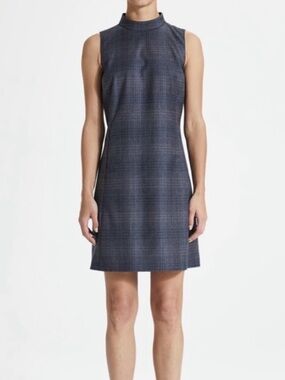 Theory Wool Mod Plaid Sleeveless Mini Dress 2